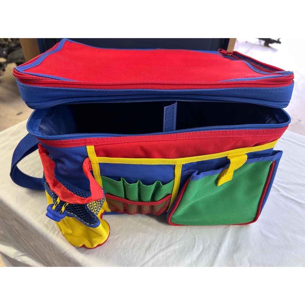 Vintage Avon Kids Car Organizer color block Travel Storage Bag F926561
